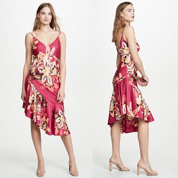 PatBO Asymmetric Pink Tropical Floral Dress - Picture 9 of 9